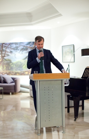 HE Hugo Shorter welcoming his guests at the Residence Feb 2016